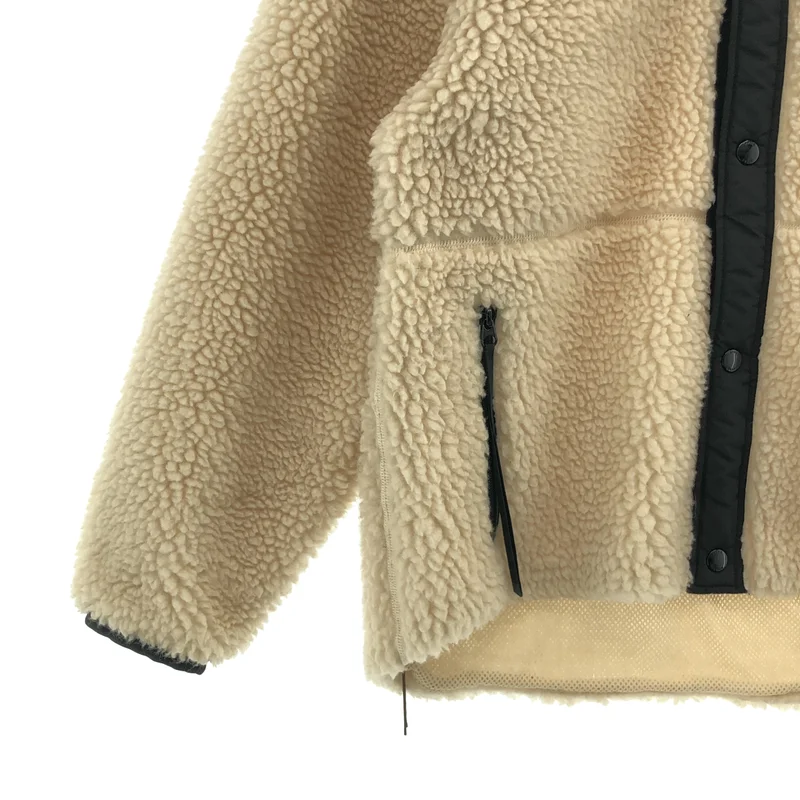 HYKE / ハイク | FAUX SHEARLING JACKET / 裏地メッシュ ノーカラー ボアジャケット | 1 | レディース