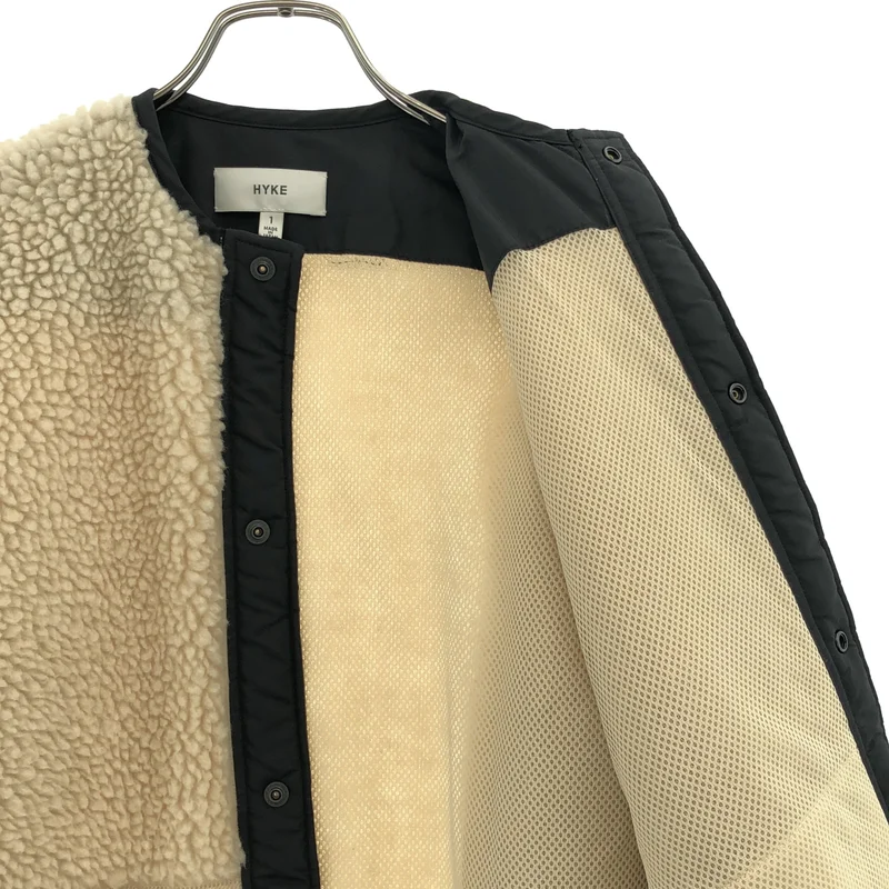 HYKE / ハイク | FAUX SHEARLING JACKET / 裏地メッシュ ノーカラー ボアジャケット | 1 | レディース