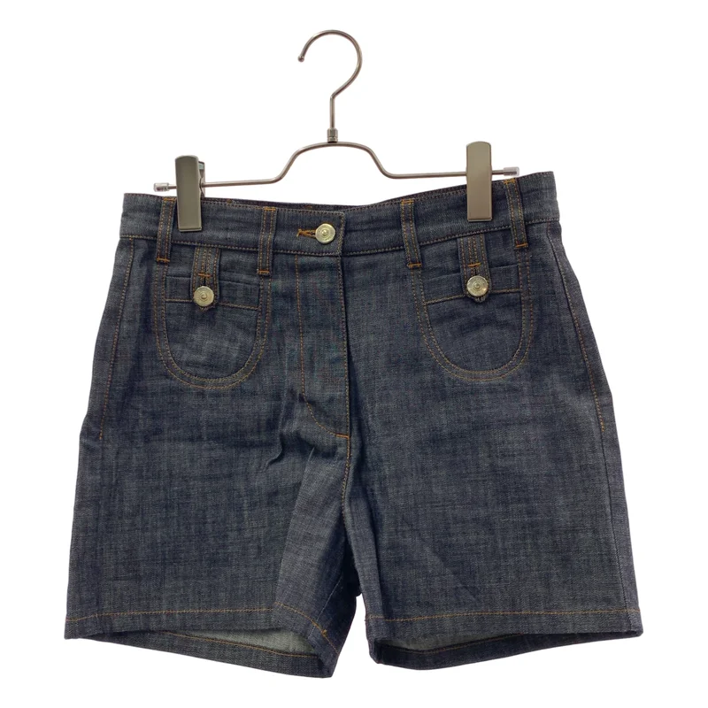 Chloe / クロエ | ロゴレザーパッチ デニム ショートパンツ ショーツ | 27 | レディース