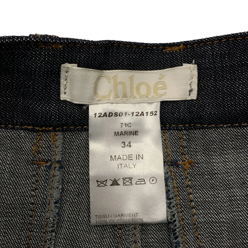 Chloe / クロエ | ロゴレザーパッチ デニム ショートパンツ ショーツ | 27 | レディース