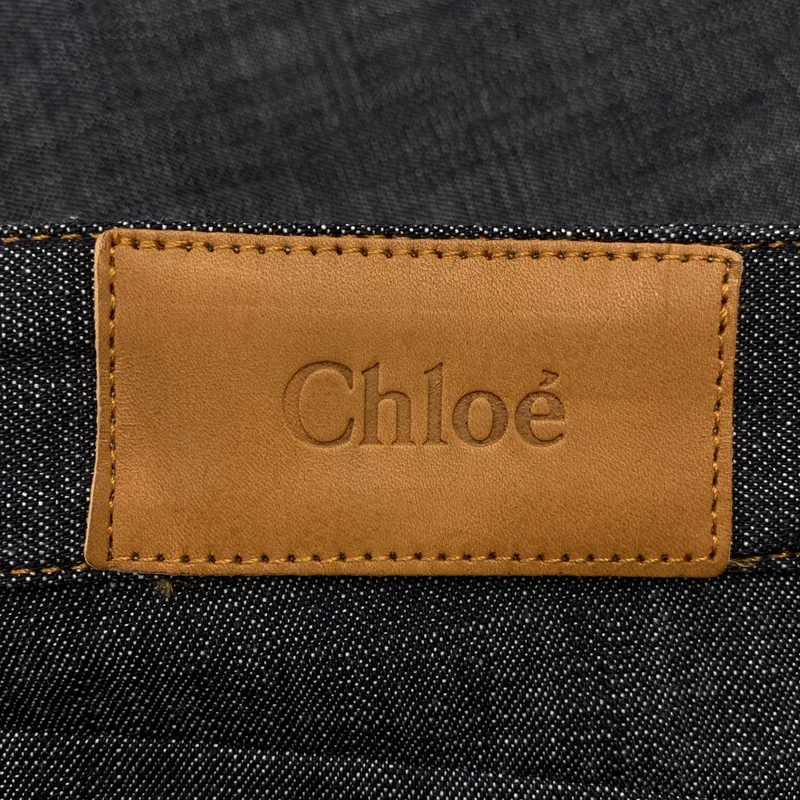 Chloe / クロエ | ロゴレザーパッチ デニム ショートパンツ ショーツ | 27 | レディース