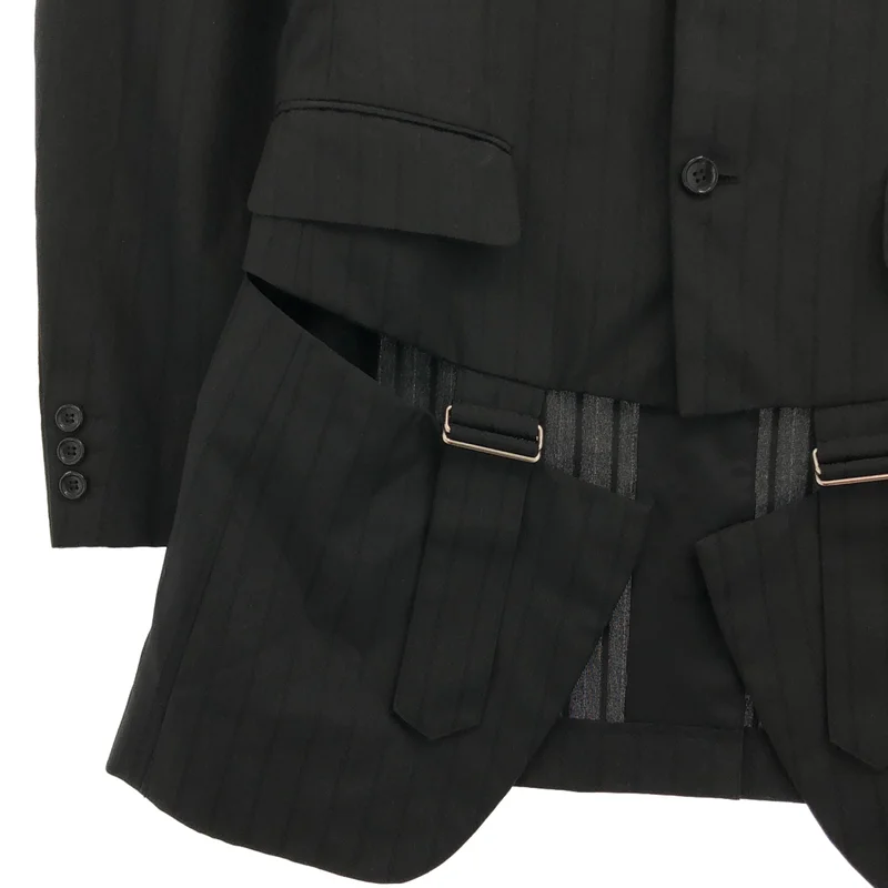 COMME des GARCONS HOMME PLUS / コムデギャルソンオムプリュス | 製品加工 ストライプ バックル テーラードジャケット | M | メンズ