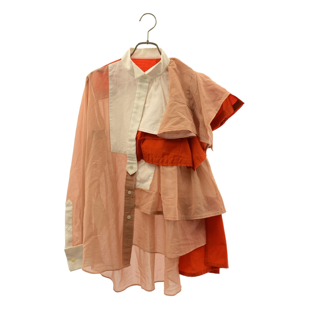 sacai / サカイ | 異素材切替 アシンメトリー フリルシャツ | 1