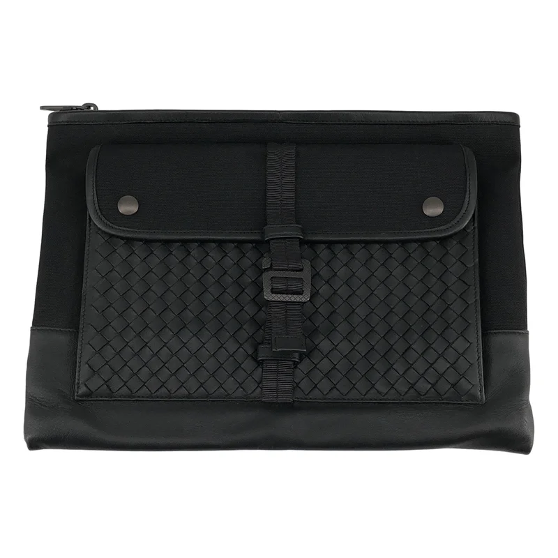 BOTTEGA VENETA / ボッテガヴェネタ | イントレチャートレザー キャンバス切り替え クラッチバッグ |