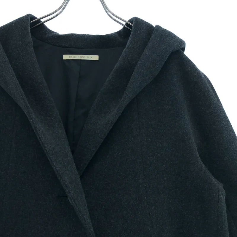 HARUNOBUMURATA / ハルノブムラタ | KAREN / WOOL HOODED COAT ビッグカラー ウール コート | 34 | レディース