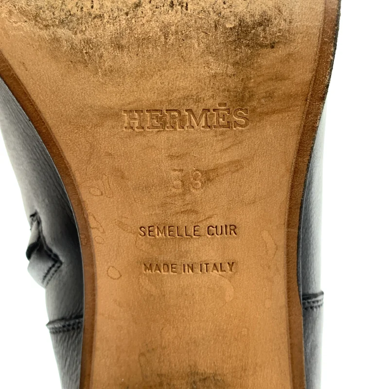HERMES / エルメス | レザー Hロゴ サイドジップ ロングブーツ | 38 | レディース