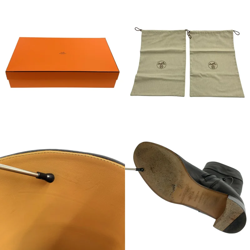 HERMES / エルメス | レザー Hロゴ サイドジップ ロングブーツ | 38 | レディース