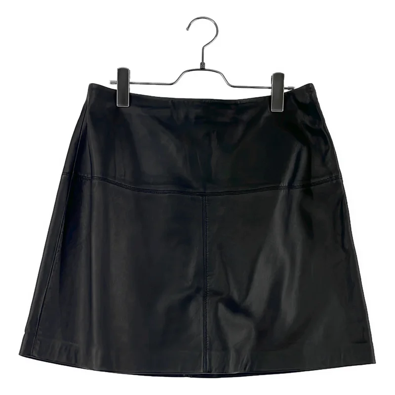 TED BAKER / テッドベーカー | VALIAT A Line Leather Mini Skirt / レザー ロゴバックジップ スカート / 裏地付き | 3 | レディース