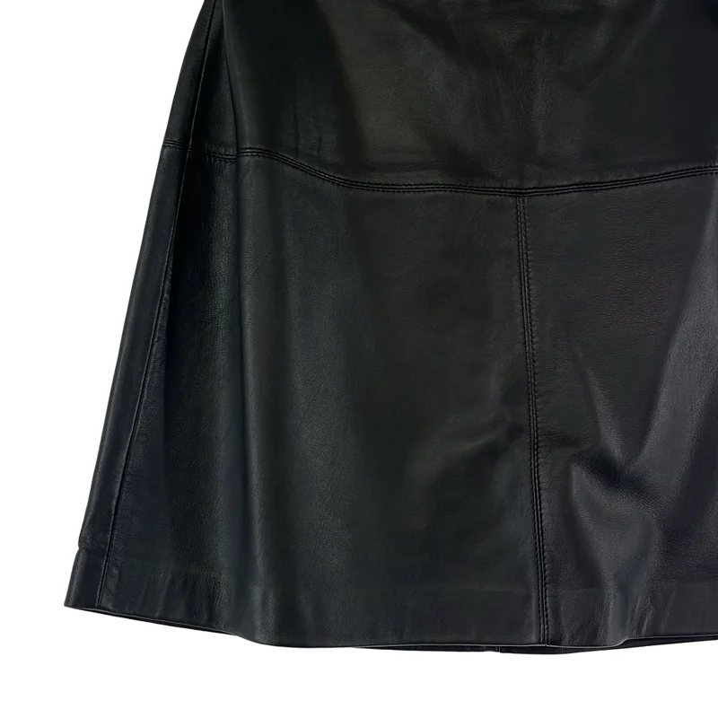 TED BAKER / テッドベーカー | VALIAT A Line Leather Mini Skirt / レザー ロゴバックジップ スカート / 裏地付き | 3 | レディース