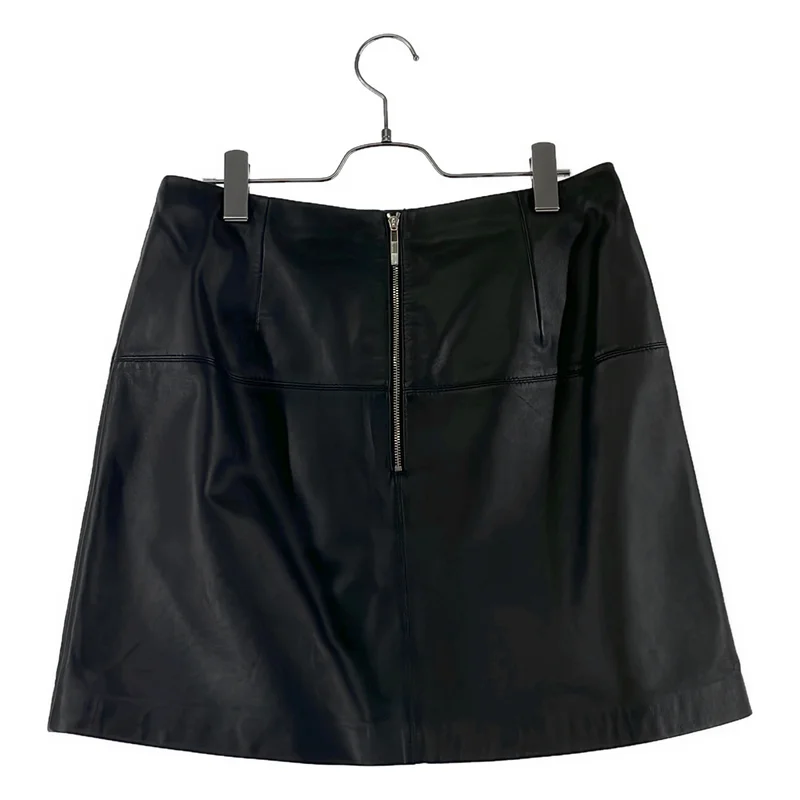 TED BAKER / テッドベーカー | VALIAT A Line Leather Mini Skirt / レザー ロゴバックジップ スカート / 裏地付き | 3 | レディース