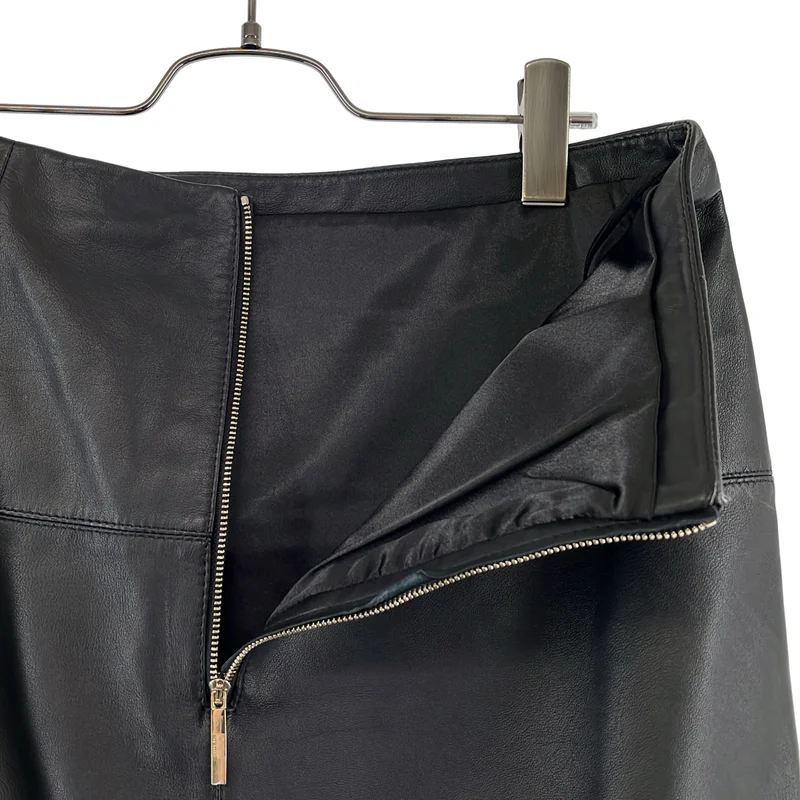 TED BAKER / テッドベーカー | VALIAT A Line Leather Mini Skirt / レザー ロゴバックジップ スカート / 裏地付き | 3 | レディース