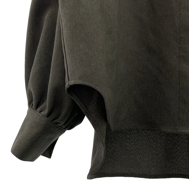 foufou / フーフー | high neck blouse 比翼 ギャザー スリーブ ハイネック ブラウス |
