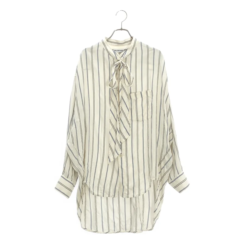 BALENCIAGA / バレンシアガ | 2019SS | シルク ストライプ ボウタイシャツ | 32 | メンズ