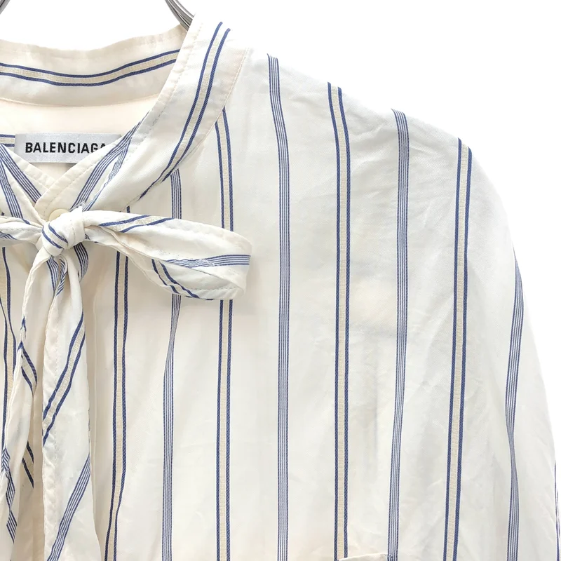 BALENCIAGA / バレンシアガ | 2019SS | シルク ストライプ ボウタイシャツ | 32 | メンズ