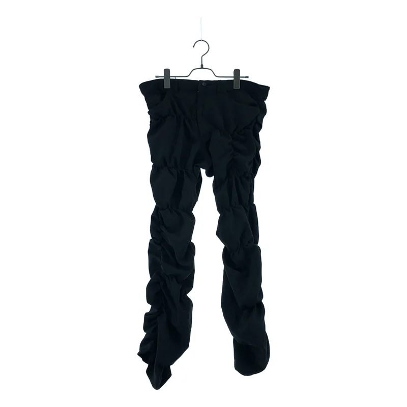 BLACK COMME des GARCONS / ブラックコムデギャルソン | 2018SS | ポリエステル縮絨 シャーリング 変形 パンツ | L | メンズ