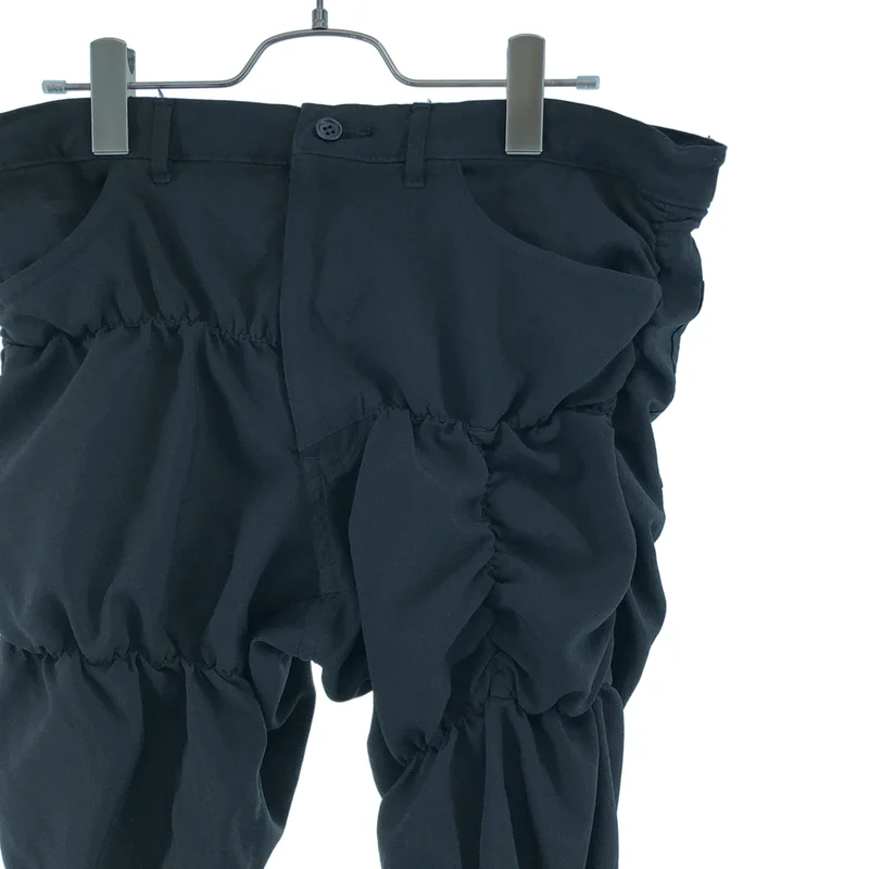 BLACK COMME des GARCONS / ブラックコムデギャルソン | 2018SS | ポリエステル縮絨 シャーリング 変形 パンツ | L | メンズ