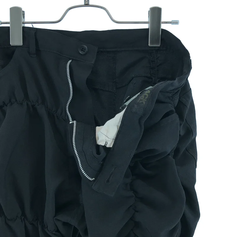 BLACK COMME des GARCONS / ブラックコムデギャルソン | 2018SS | ポリエステル縮絨 シャーリング 変形 パンツ | L | メンズ