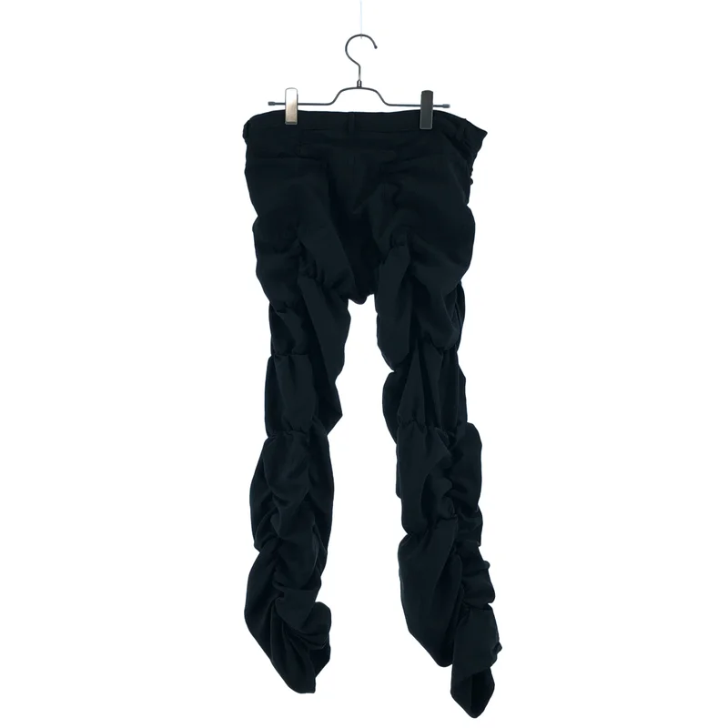 BLACK COMME des GARCONS / ブラックコムデギャルソン | 2018SS | ポリエステル縮絨 シャーリング 変形 パンツ | L | メンズ