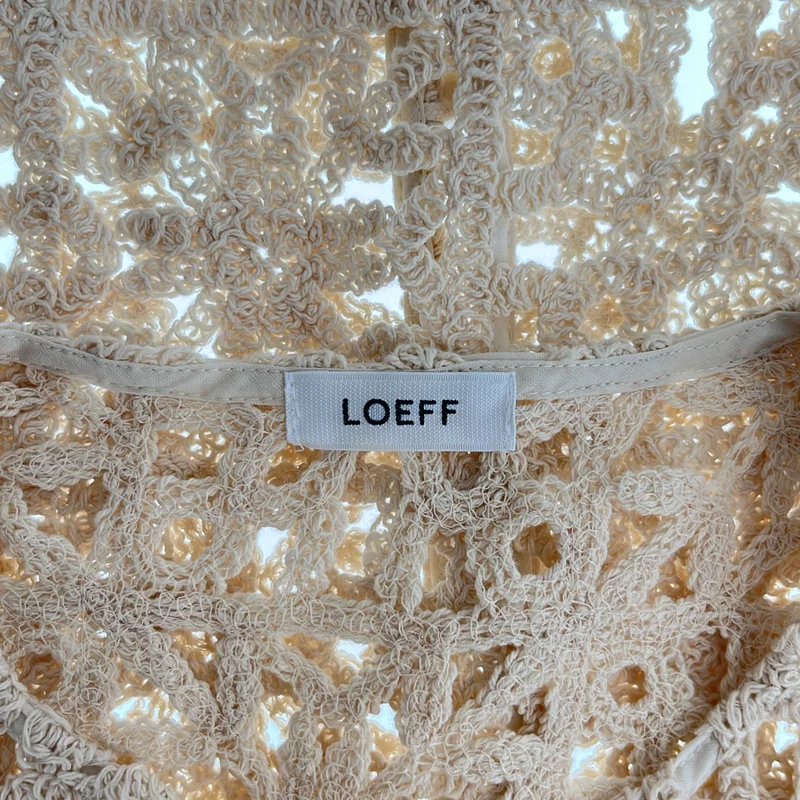 LOEFF / ロエフ | コットン モチーフ レース フレアスリーブ カーディガン |