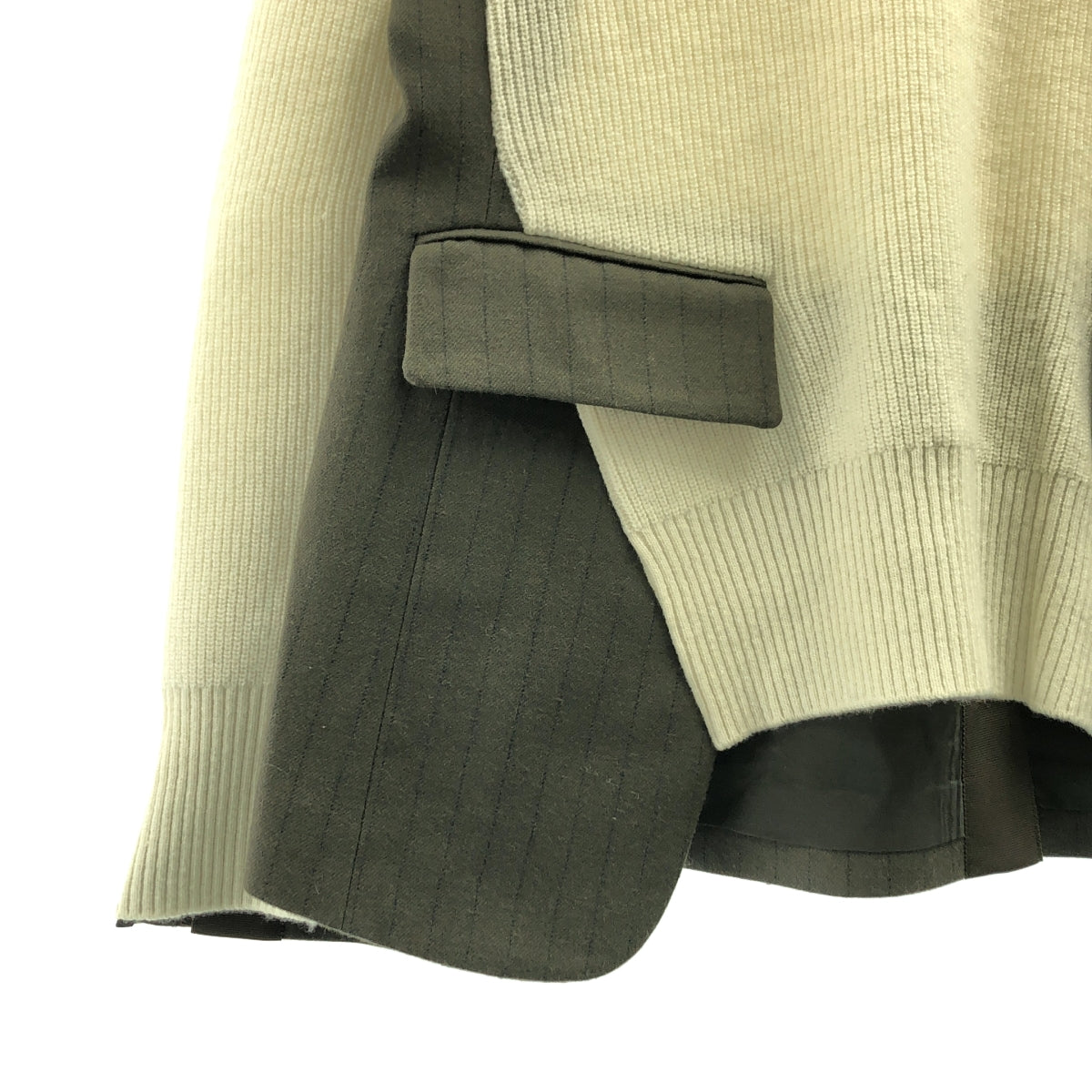 Sacai ニット シャツ 異素材 ドッキング 23-06532 美品】 sacai / サカイ | chalk stripe knit pullover / 異素材