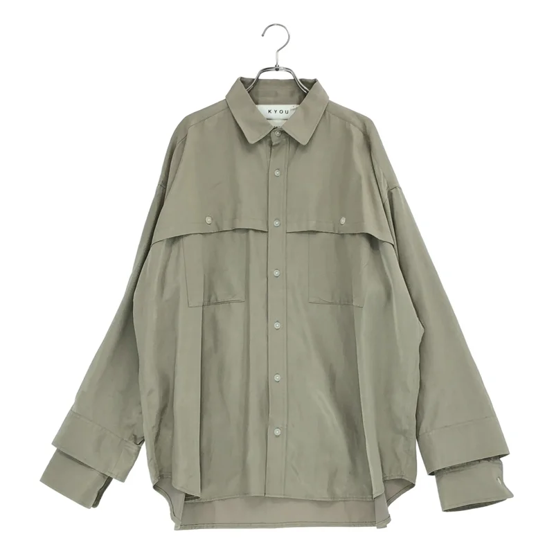 KYOU / キョウ | RIO Double Sleeve Satin Over Shirt Jacket / リオ ダブルスリーブ サテンオーバーシャツ ジャケット | 1 | メンズ