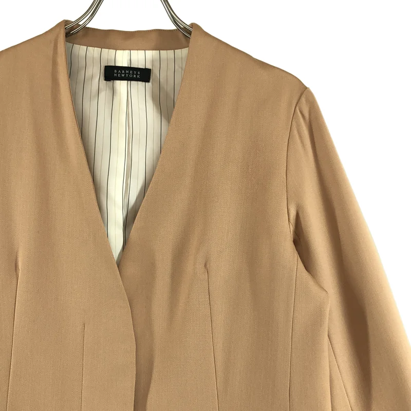 BARNEYS NEWYORK / バーニーズニューヨーク | ウールストレッチ 比翼 ノーカラージャケット | 38 | レディース