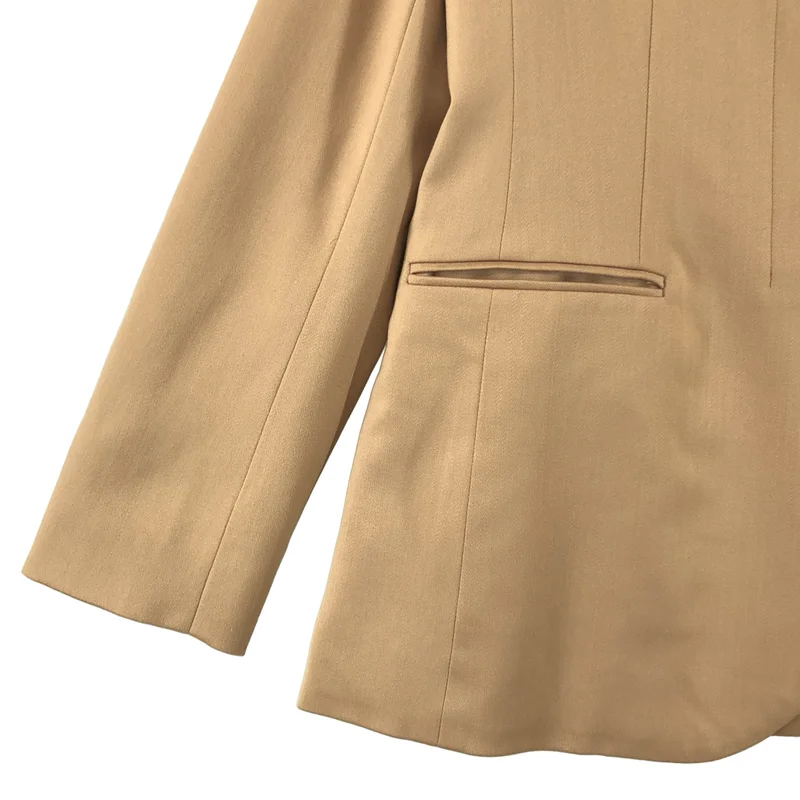 BARNEYS NEWYORK / バーニーズニューヨーク | ウールストレッチ 比翼 ノーカラージャケット | 38 | レディース