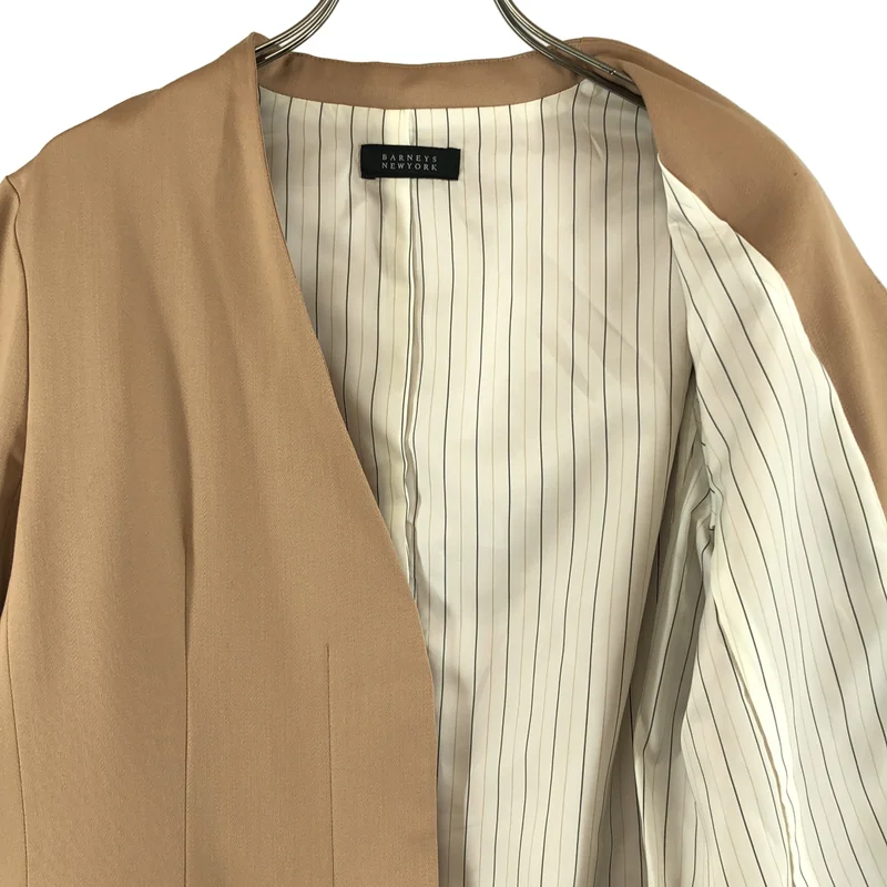 BARNEYS NEWYORK / バーニーズニューヨーク | ウールストレッチ 比翼 ノーカラージャケット | 38 | レディース