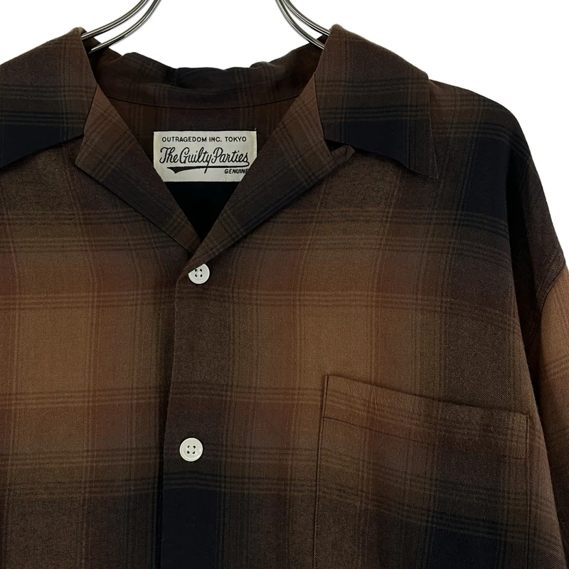 WACKO MARIA / ワコマリア | OMBRE CHECK OPEN COLLAR SHIRT / レーヨン オンブレチェック オープンカラーシャツ | M | メンズ