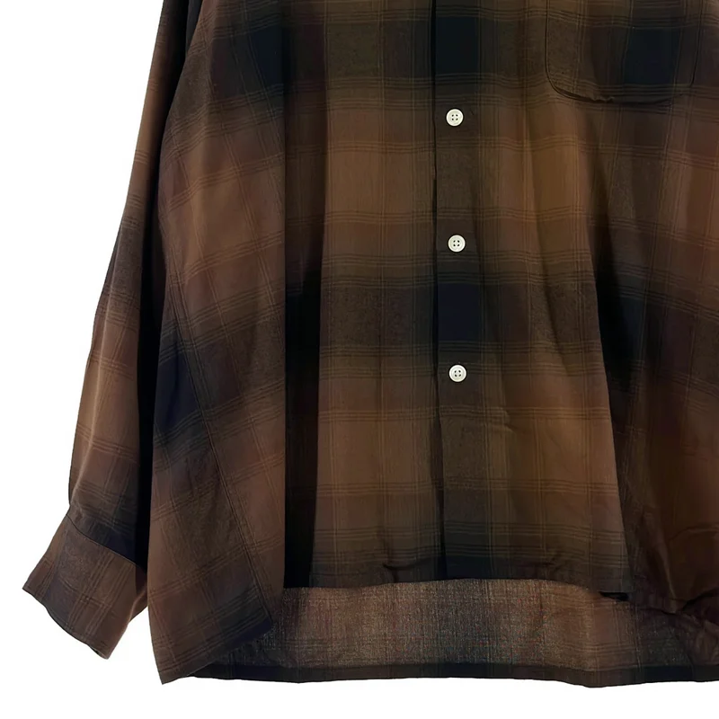 WACKO MARIA / ワコマリア | OMBRE CHECK OPEN COLLAR SHIRT / レーヨン オンブレチェック オープンカラーシャツ | M | メンズ