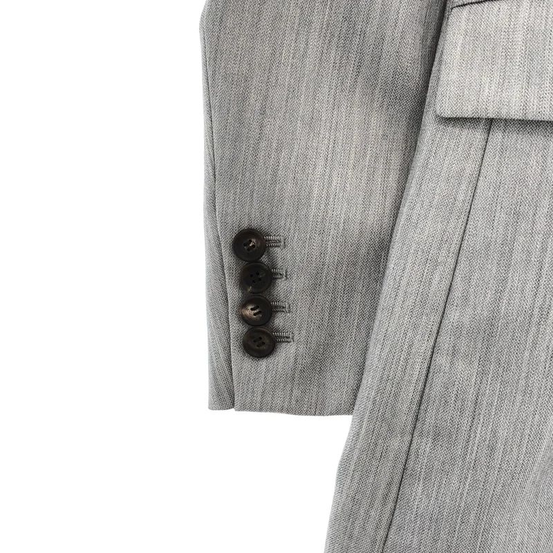 ebure / エブール | Light Chambray Wool No-Collar Jacket ジャケット | 38 | レディース