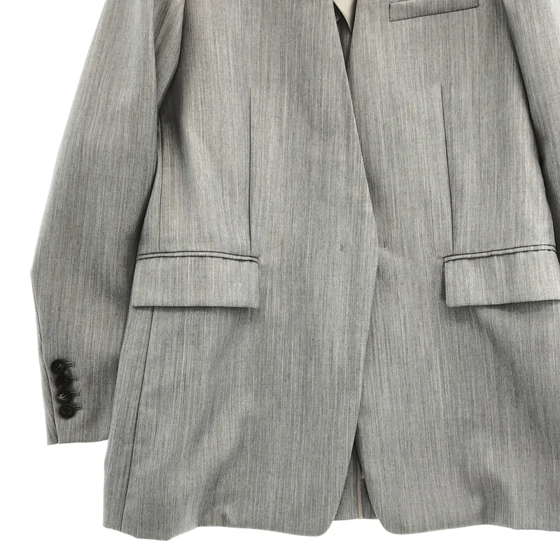 ebure / エブール | Light Chambray Wool No-Collar Jacket ジャケット | 38 | レディース