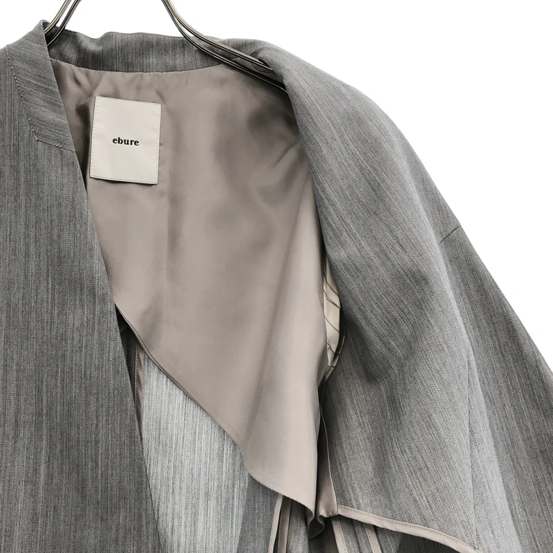 ebure / エブール | Light Chambray Wool No-Collar Jacket ジャケット | 38 | レディース
