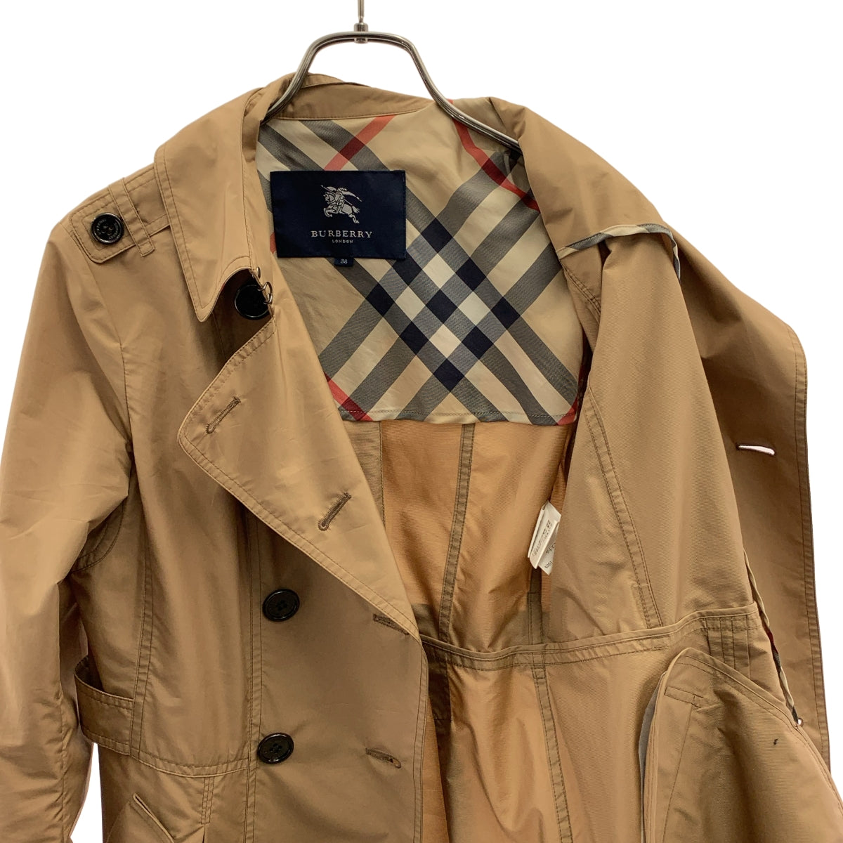 / LONDON BURBERRY 38 ノバチェック ショートトレンチ LONDON BURBERRY バーバリーロンドン ロゴボタン ベルテッド | ジャケット・アウター