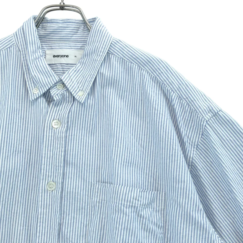 everyone / エブリワン | ストライプ ショートスリーブ オックスフォード シャツ | XL | メンズ