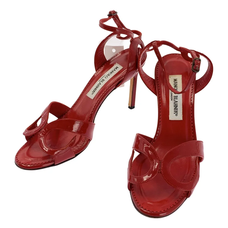MANOLO BLAHNIK / マノロブラニク | パテントレザー ストラップ サンダル パンプス | 37 | レディース