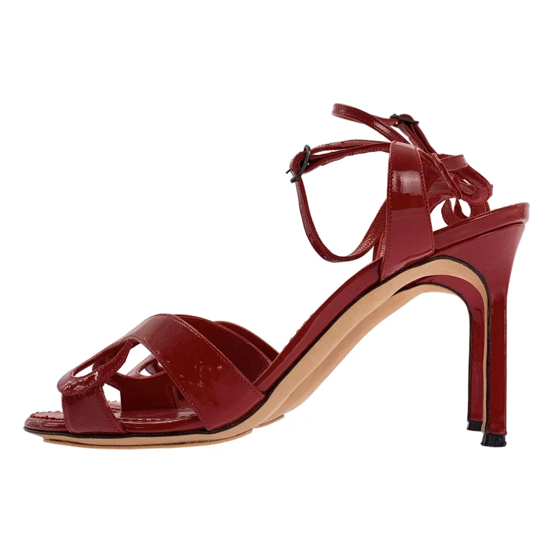 MANOLO BLAHNIK / マノロブラニク | パテントレザー ストラップ サンダル パンプス | 37 | レディース