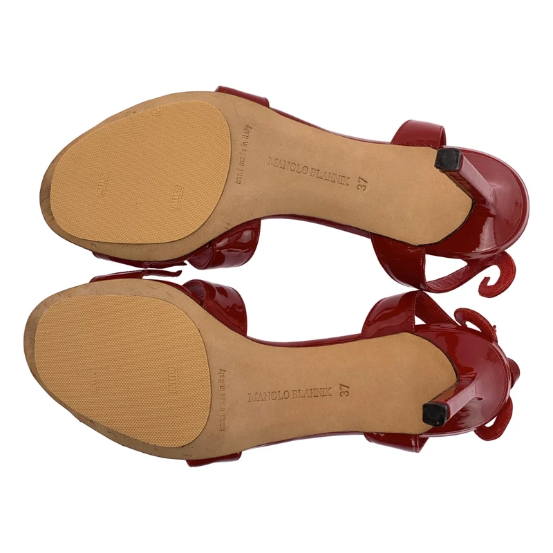 MANOLO BLAHNIK / マノロブラニク | パテントレザー ストラップ サンダル パンプス | 37 | レディース