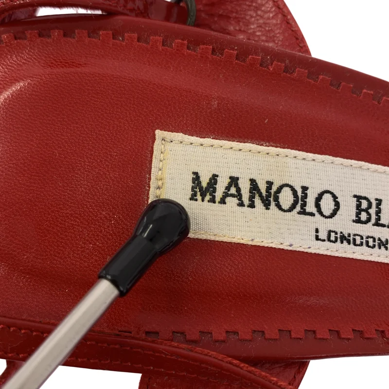 MANOLO BLAHNIK / マノロブラニク | パテントレザー ストラップ サンダル パンプス | 37 | レディース
