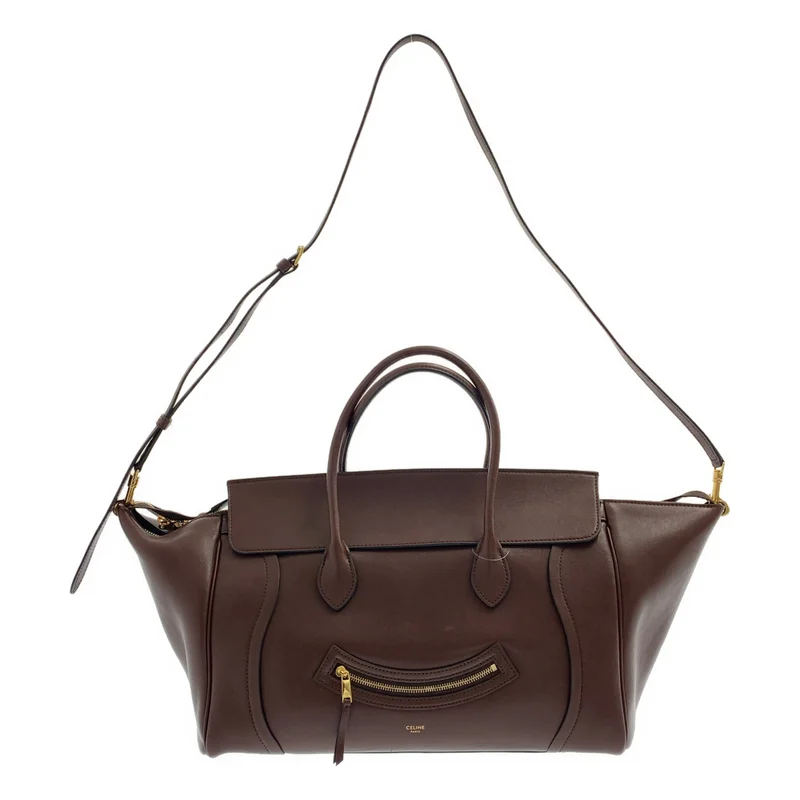 CELINE / セリーヌ | スマイルラゲージ / サプルシャイニーラムスキン / 2way ショルダー付き レザー ハンドバッグ |