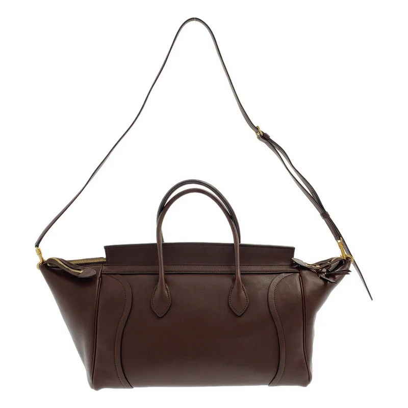 CELINE / セリーヌ | スマイルラゲージ / サプルシャイニーラムスキン / 2way ショルダー付き レザー ハンドバッグ |