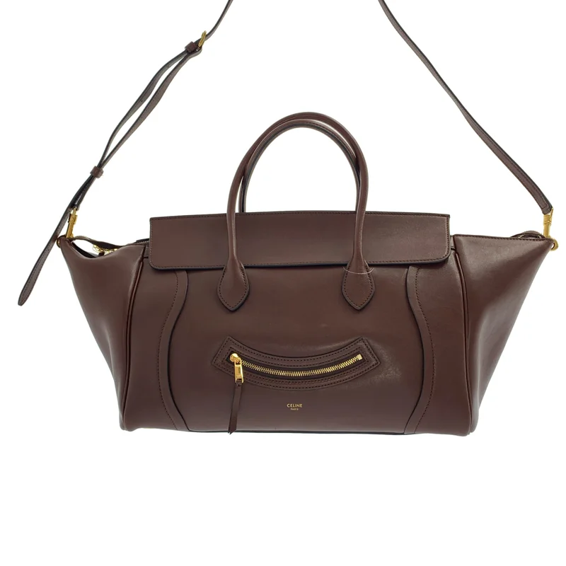 CELINE / セリーヌ | スマイルラゲージ / サプルシャイニーラムスキン / 2way ショルダー付き レザー ハンドバッグ |
