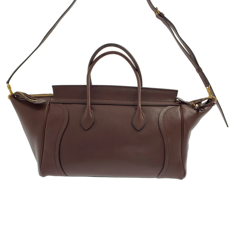 CELINE / セリーヌ | スマイルラゲージ / サプルシャイニーラムスキン / 2way ショルダー付き レザー ハンドバッグ |