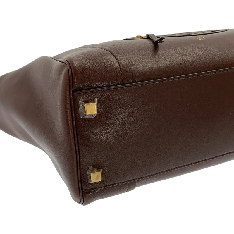 CELINE / セリーヌ | スマイルラゲージ / サプルシャイニーラムスキン / 2way ショルダー付き レザー ハンドバッグ |