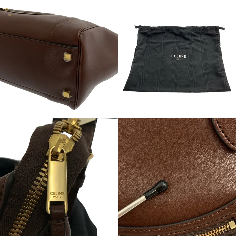 CELINE / セリーヌ | スマイルラゲージ / サプルシャイニーラムスキン / 2way ショルダー付き レザー ハンドバッグ |