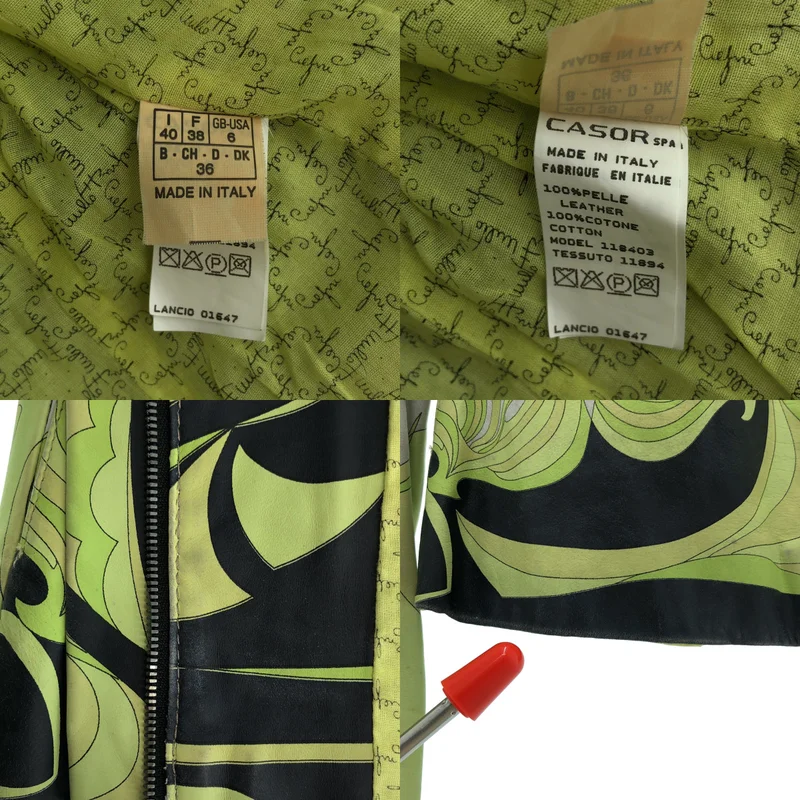 EMILIO PUCCI / エミリオプッチ | レザー フラワープリント ノーカラージャケット | 40 | レディース