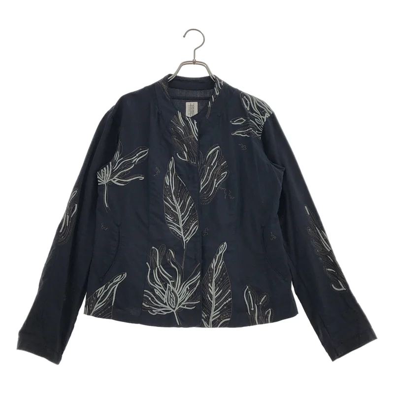 HaaT ISSEY MIYAKE / ハートイッセイミヤケ | 2009SS | コットン ボタニカル刺しゅう ノーカラージャケット | 3 | レディース