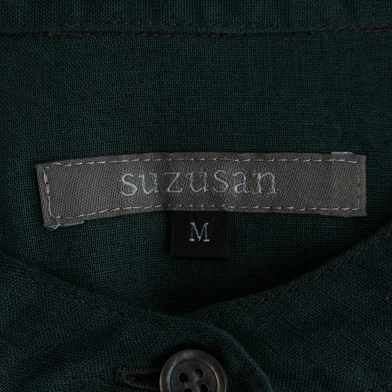 SUZUSAN / スズサン | エンブロイダリー バンドカラー 半袖シャツ | M | レディース
