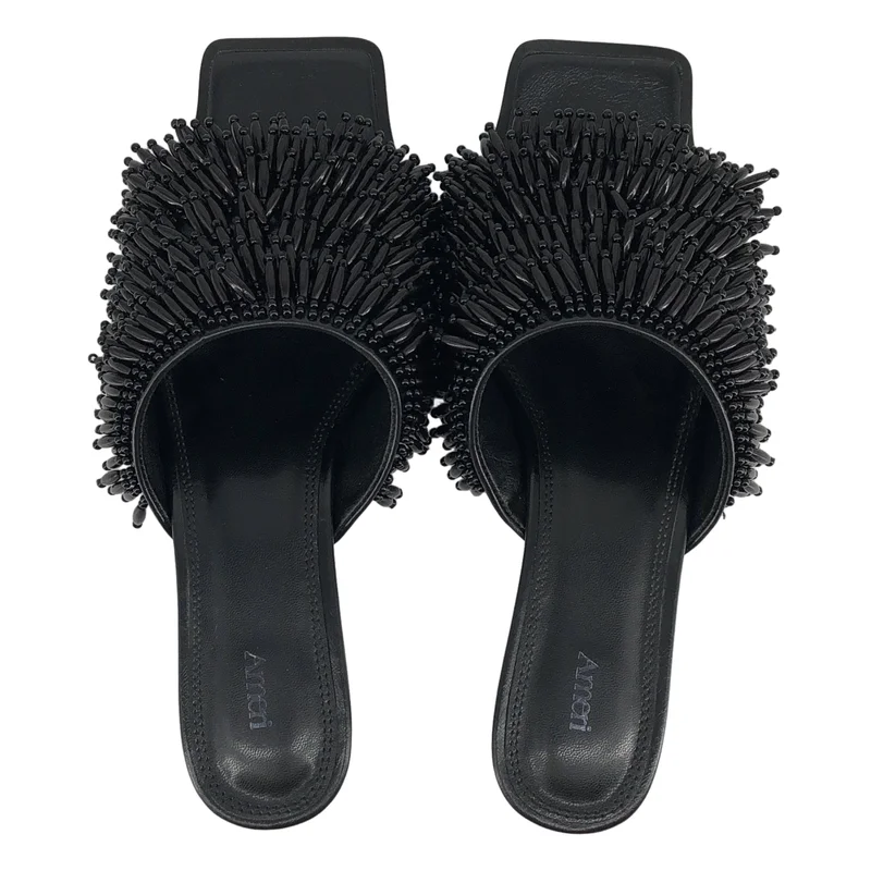 AMERI / アメリ | SQUARE TOE BEADS SANDAL / スクエアトゥ ビーズサンダル | L | レディース