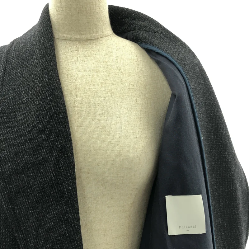 Phlannel / フランネル | Arles Wool Tweed Gown Coat / アルル ウール ツイード ベルテッド ガウンコート / 総裏地 | 0 | レディース